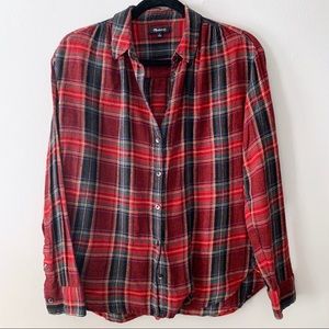 Madewell Oversize Boyfriend Shirt in Red Plaid